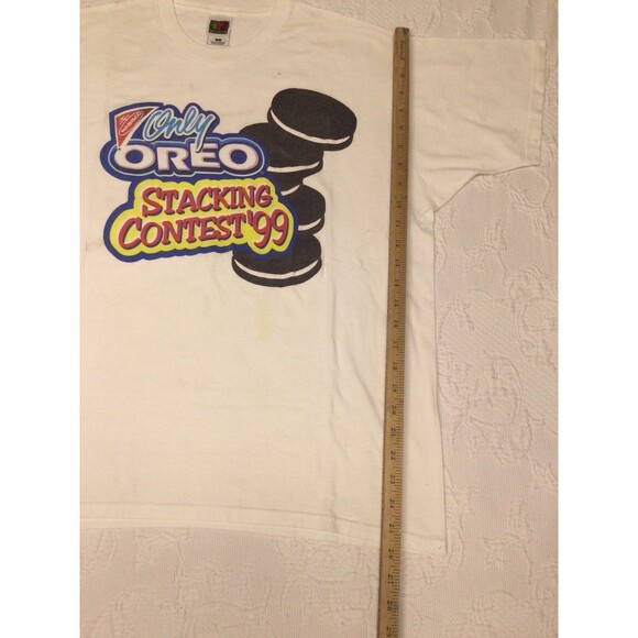 Vintage 1999 OREO STACKING CONTEST T-Shirt XL cookie 90S Y2K Snack Candy Cookie - Picture 6 of 7
